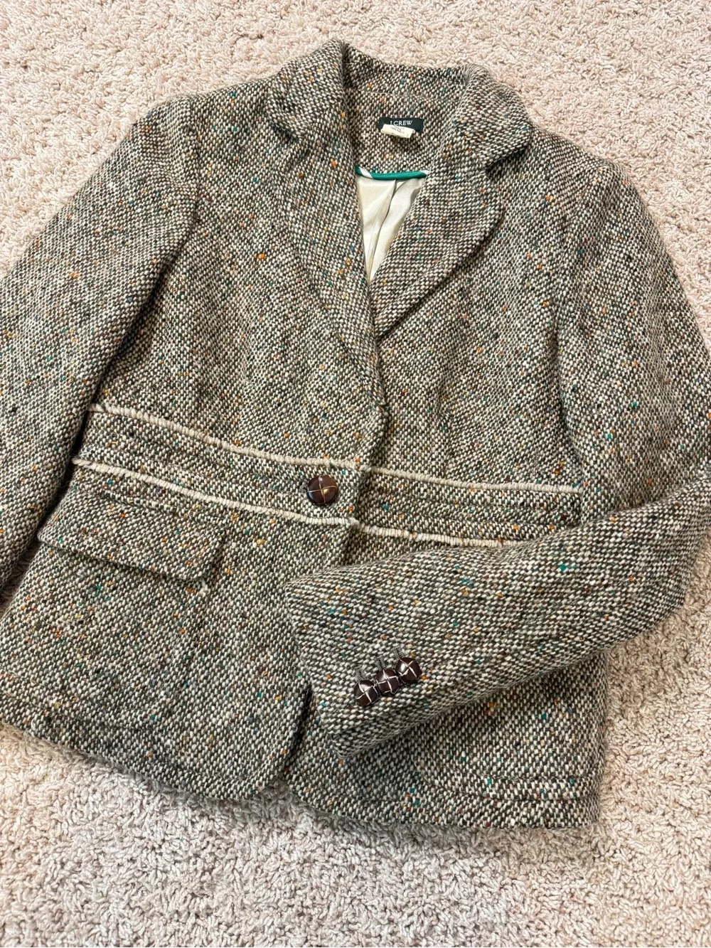 Vintage 2005 J Crew Wool Alpaca Tweed Blazer Jacket Size 8 Style 72255